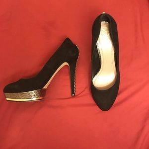 Vince Camuto studded suede pumps